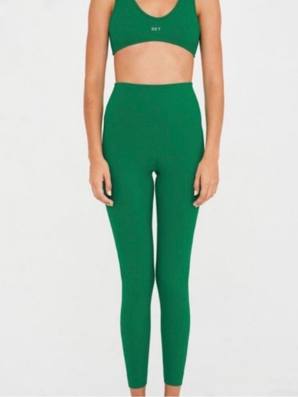 SET ACTIVE Sportbody Leggings Size M Emerald Green High Waisted 7/8